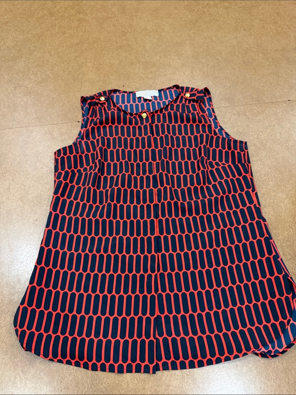 MICHAEL Michael Kors Navy and Red Geometric Sleeveless Buttondown Camisole • 6
